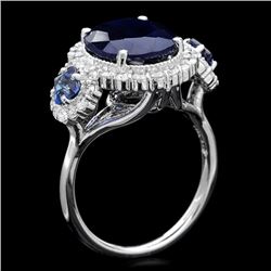 14k White Gold 6.5ct Sapphire 0.90ct Diamond Ring