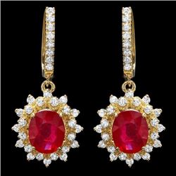 14k Gold 6.5ct Ruby 2.00ct Diamond Earrings