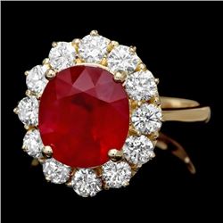 14k Yellow Gold 5.00ct Ruby 1.35ct Diamond Ring