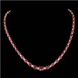 14k Gold 33.00ct Ruby 1.55ct Diamond Necklace