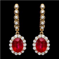 14k Gold 8.00ct Ruby 1.35ct Diamond Earrings