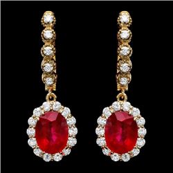 14k Gold 8.00ct Ruby 1.35ct Diamond Earrings