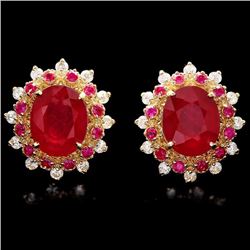 14k Gold 8.6ct Ruby 0.70ct Diamond Earrings