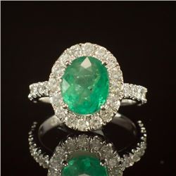 14K Gold 1.99ct Emerald 1.21ct Diamond Ring