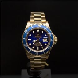 Rolex 18K Gold Submariner 40mm Blue Dial Men's Wristwatch