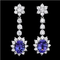 14k Gold 5ct Tanzanite 2.80ct Diamond Earrings