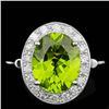 Image 1 : 14k White Gold 5.00ct Peridot 0.70ct Diamond Ring