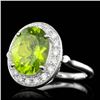 Image 2 : 14k White Gold 5.00ct Peridot 0.70ct Diamond Ring