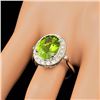 Image 3 : 14k White Gold 5.00ct Peridot 0.70ct Diamond Ring