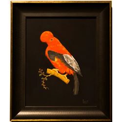 Indian Miniature Contemporary Bird Painting with Gemstones (Handmade)