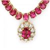 Image 7 : 14k Gold 40ct Tourmaline 1ct Diamond Necklace