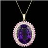Image 1 : 14k Gold 50.00ct Amethyst 2.50ct Diamond Pendant