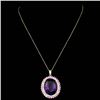 Image 2 : 14k Gold 50.00ct Amethyst 2.50ct Diamond Pendant