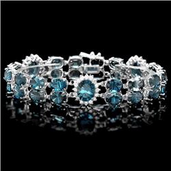 14k Gold 50.5ct Topaz 1.60ct Diamond Bracelet
