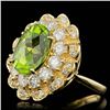 Image 2 : 14k Gold 5.50ct Peridot 2.30ct Diamond Ring