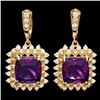 Image 1 : 14k Gold 15ct Amethyst 2.7ct Diamond Earrings