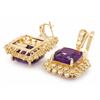 Image 2 : 14k Gold 15ct Amethyst 2.7ct Diamond Earrings