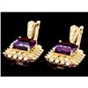 Image 3 : 14k Gold 15ct Amethyst 2.7ct Diamond Earrings