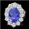 Image 1 : 14k Gold 5.50ct Tanzanite 2.30ct Diamond Ring
