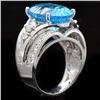 Image 2 : 14k White Gold 11.00ct Topaz 1.10ct Diamond Ring