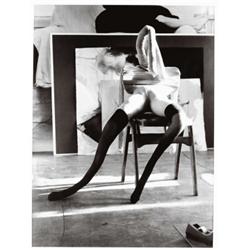SARAH LUCAS (b. 1962) BLACK AND WHITE BUNNY #2 black and white photograph 48 x 36 in. (121.9 x 91...