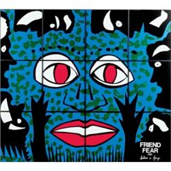 GILBERT & GEORGE (b. 1943 and 1942) FRIEND FEAR signed, titled and dated "FRIEND FEAR 1983 Gilber...