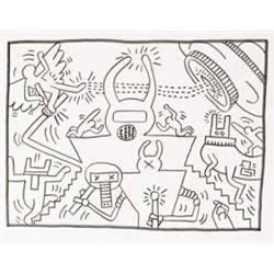 Property of Two Gentlemen KEITH HARING (1958-1990) UNTITLED black marker on poster board
