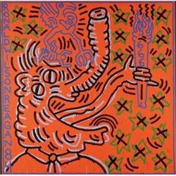 KEITH HARING (1958-1990) PORTRAIT OF THE PRESIDENT signed twice, titled and dated "K. Haring Sept...
