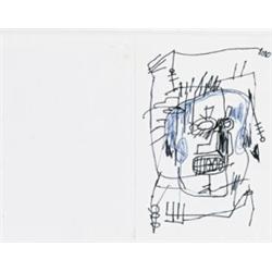 JEAN-MICHEL BASQUIAT (1960-1988) UNTITLED inscribed "SALOMEO" on the reverse black marker and blu...