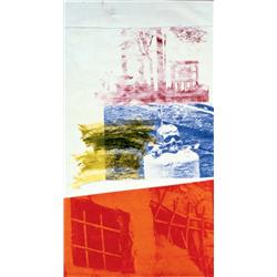 ROBERT RAUSCHENBERG (b. 1925) UNTITLED signed and dated "Rauschenberg 88" on the reverse acrylic,...