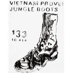 ANDY WARHOL (1928-1987) VIETNAM PROVEN JUNGLE BOOTS stamped with Estate and Foundation seals and ...