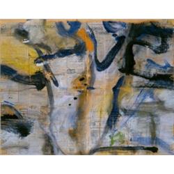 WILLEM DE KOONING (1904-1997) UNTITLED signed "de Kooning" lower left oil on newsprint mounted on...