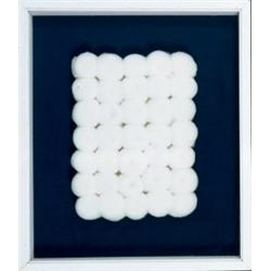 PIERO MANZONI (1933-1963) ACHROME 35 wool cotton balls on blue velvet 10 x 71/2 in. (25.4 x 19.1 ...