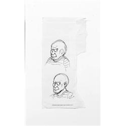 MAURIZIO CATTELAN (b. 1960) UNTITLED pencil and ink on paper 9 x 41/4 in. (22.8 x 10.8 cm) execut...