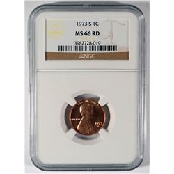 1973-S LINCOLN CENT, NGC MS-66 RED