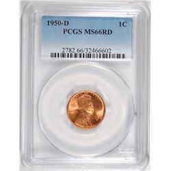 1950-D LINCOLN CENT, PCGS MS-66 RED