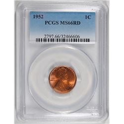 1952 LINCOLN CENT, PCGS MS-66 RED