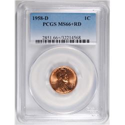 1958-D LINCOLN CENT, PCGS MS-66+