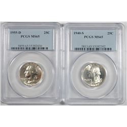 Lot of 2 Wash Quarters PCGS MS65 Better Dates 40s, 55d