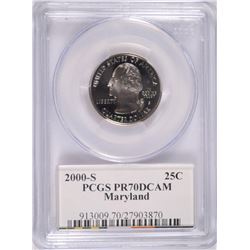 2000-S MARYLAND STATE QUARTER, PCGS PR-70 DCAM
