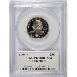 1999-S CONNECTICUT STATE QUARTER PCGS PR-70 DCAM