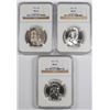 Image 1 : ( 3 ) NGC GRADED MS-65 FRANKLIN HALF DOLLARS,  1958  & (2) 1963