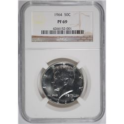 1964 KENNEDY HALF DOLLAR, NGC PROOF-69!  NICE!
