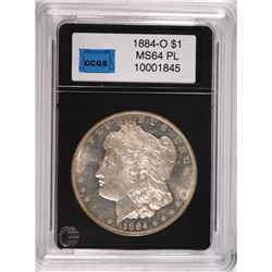 1884-O MORGAN SILVER DOLLAR, CCGS GEM BU PL