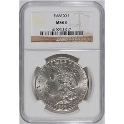 1888 MORGAN SILVER DOLLAR, NGC MS-63