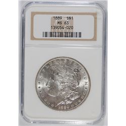 1889 MORGAN SILVER DOLLAR, NGC MS-63