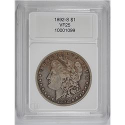 1892-S MORGAN SILVER DOLLAR, CCGS VF