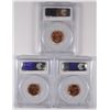 Image 2 : ( 3 ) PCGS GRADED MS-66 RED LINCOLN CENTS: 1944, 55-D & 58-D