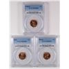 Image 1 : ( 3 ) PCGS GRADED MS-66 RED LINCOLN CENTS: 1944, 56-D & 58-D