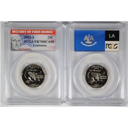 ( 2 ) 2002-S LOUISIANA STATE QUARTERS, PCGS PR-70 DCAM